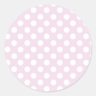 Lichte babyroze en witte polka stippen verjaardags ronde sticker