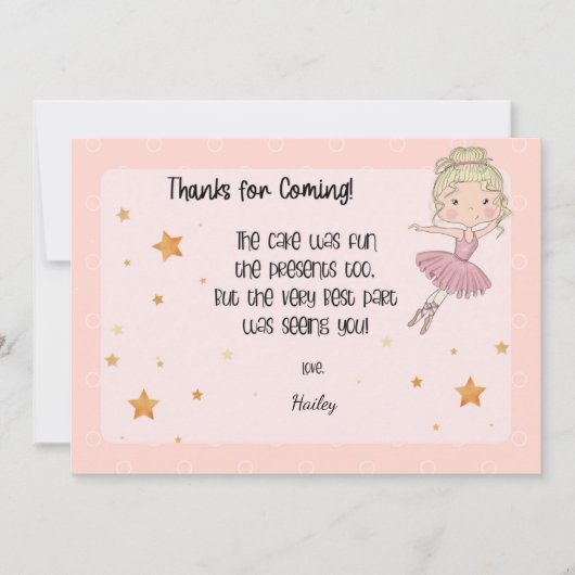 Lichte Ballerina dank u kaart (Voorkant)