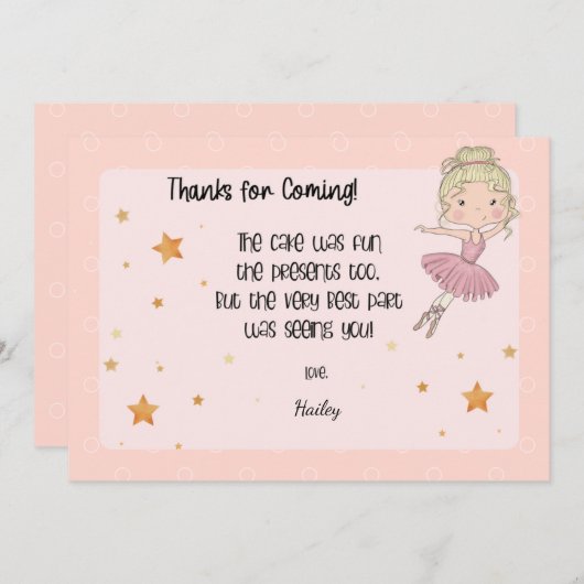 Lichte Ballerina dank u kaart (Voorkant / Achterkant)