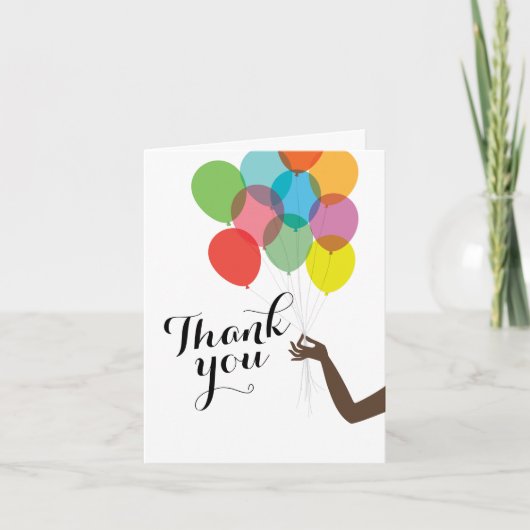 Lichte ballonnen modern gevouwen bedankkaart (Voorkant)