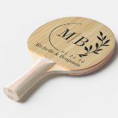 Lichte Bamboe Blad Trouw Monogram Tafeltennisbatje (Voorkant Gekanteld)