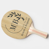 Lichte Bamboe Blad Trouw Monogram Tafeltennisbatje (Zijkant)