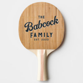 Lichte Bamboe Mat Retro Familienaam & Jaar Tafeltennisbatje
