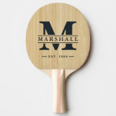 Lichte Bamboe Monogram & Naam Overlay Tafeltennisbatje (Voorkant)