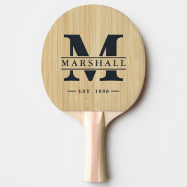Lichte Bamboe Monogram & Naam Overlay Tafeltennisbatje
