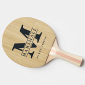 Lichte Bamboe Monogram & Naam Overlay Tafeltennisbatje (Zijkant)