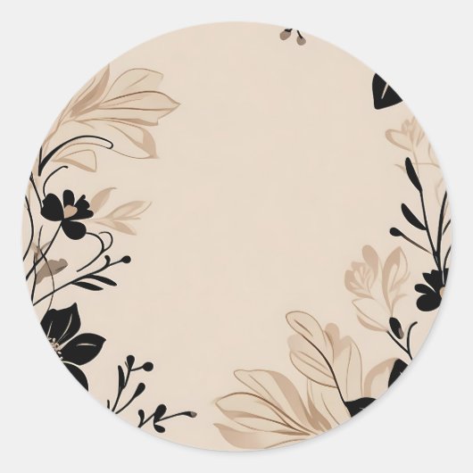 Lichte beige bloem ronde sticker (Voorkant)
