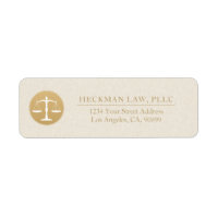 Lichte Beige Linnen Gouden Justice Logo Visitekaar