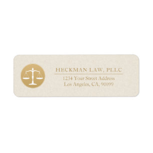 Lichte Beige Linnen Gouden Justice Logo Visitekaar Etiket