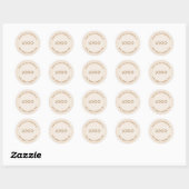 Lichte beige linnen textuur gepersonaliseerde teks ronde sticker (Vel)