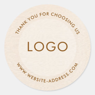 Lichte beige linnen textuur gepersonaliseerde teks ronde sticker