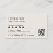 Lichte beige linnen textuur QR-code Visitekaartje (Achterkant)