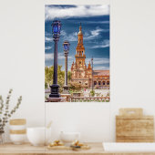 Lichte berichten op Plaza de Espana Poster (Keuken)