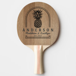 Lichte Berkenhout Ananas Bruiloftsboog & Naam Tafeltennisbatje