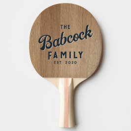 Lichte Berkenhout Retro Familienaam & Jaar Tafeltennisbatje