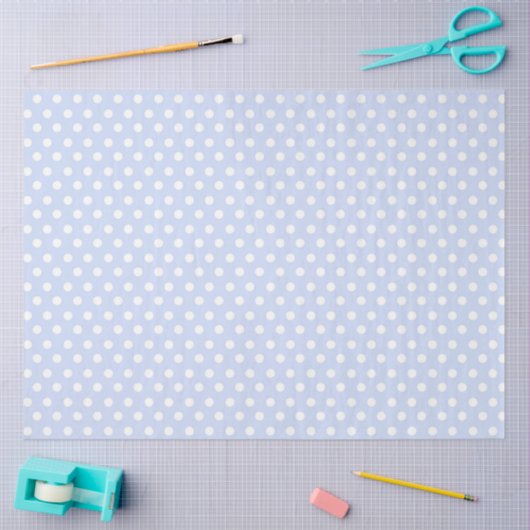 Lichte blauwe achtergrond met witte pooldots tissuepapier (Craft)