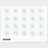 Lichte blauwe bloemen ronde sticker (Vel)
