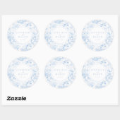 Lichte blauwe chinoiserie trouwmonogramstickers ronde sticker (Vel)