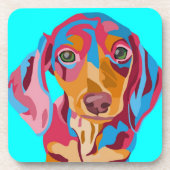 Lichte blauwe Dachshund Drink Drankjes Onderzetter (Voorkant)