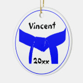 Lichte blauwe gordel voor sportartikelen keramisch ornament (Links)