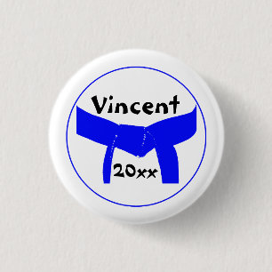 Lichte blauwe gordel voor sportartikelen ronde button 3,2 cm