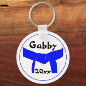 Lichte blauwe gordel voor sportartikelen sleutelhanger (Voorkant)