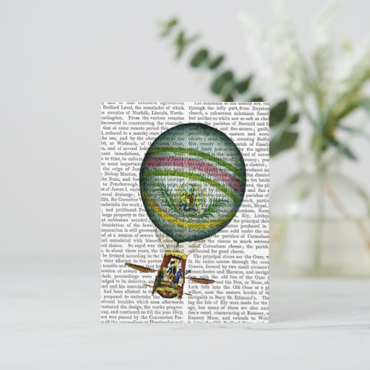 Lichte blauwe luchtballon briefkaart (Staand voorkant)