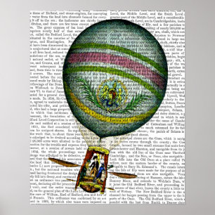 Lichte blauwe luchtballon poster