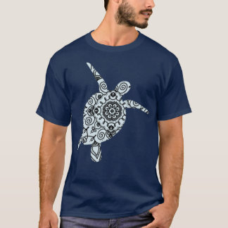 Lichte blauwe Mandala Turtle T-shirt