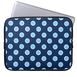 Lichte blauwe poka-punten op donkerblauwe laptopho laptop sleeve