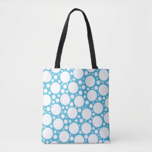 Lichte blauwe poladot tote bag