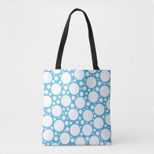 Lichte blauwe poladot tote bag (Voorkant)
