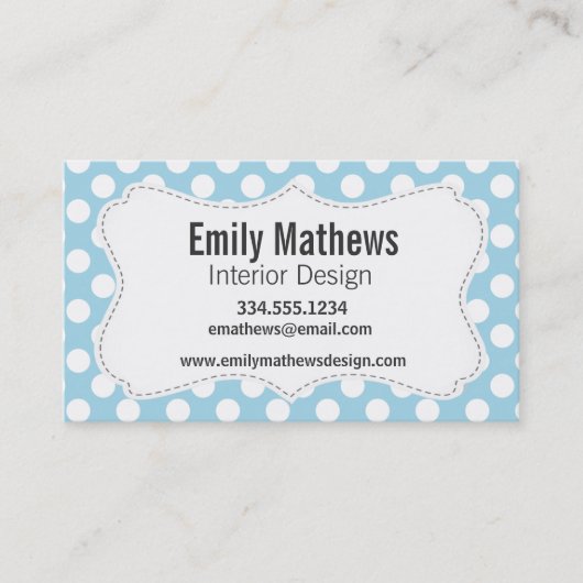 Lichte blauwe poolpunten visitekaartje (Voorkant)