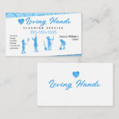 Lichte blauwe reiniging in handen van liefhebbers visitekaartje (Voorkant / Achterkant)