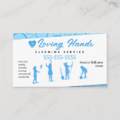 Lichte blauwe reiniging in handen van liefhebbers visitekaartje (Voorkant)