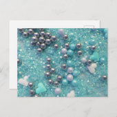 Lichte blauwe sparken en liefdesharten briefkaart (Voorkant / Achterkant)