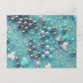 Lichte blauwe sparken en liefdesharten briefkaart (Voorkant)