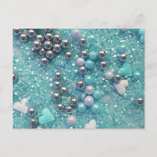 Lichte blauwe sparken en liefdesharten briefkaart (Voorkant)