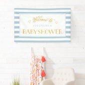 Lichte blauwe strepen met gouden mam om te worden  spandoek (Insitu)