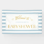 Lichte blauwe strepen met gouden mam om te worden  spandoek (Horizontaal)