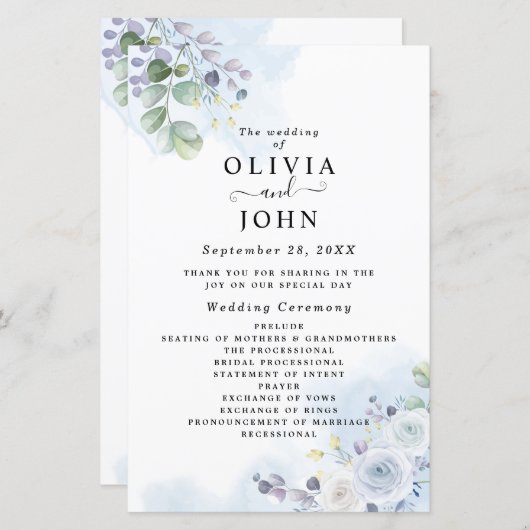 Lichte blauwe Waterverf (Voorkant / Achterkant)