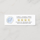 Lichte blauwe Waterverf en gouden inktvis Mini Visitekaartje (Achterkant)