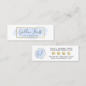 Lichte blauwe Waterverf en gouden inktvis Mini Visitekaartje (Voorkant / Achterkant)