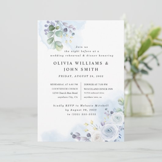 Lichte blauwe Waterverf Kaart (Staand voorkant)