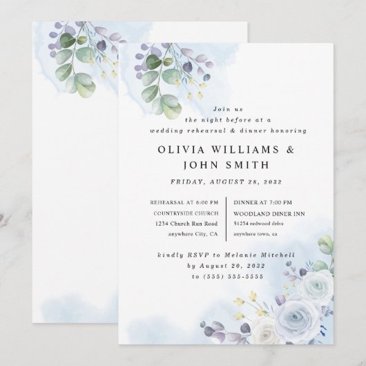 Lichte blauwe Waterverf Kaart (Voorkant / Achterkant)