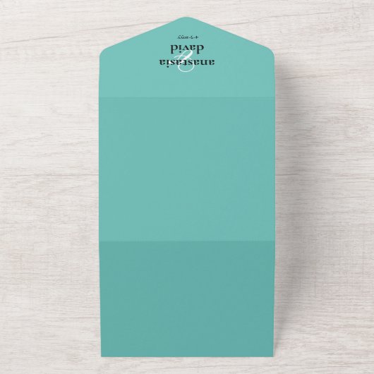 Lichte Blauwgroen Ampersand QR-code All In One Uitnodiging (Buitenkant)