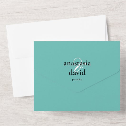 Lichte Blauwgroen Ampersand QR-code All In One Uitnodiging (Achterkant)