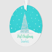 Lichte Blauwgroen Baby Eerste Kerstboom Ornament (voorkant)