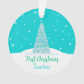 Lichte Blauwgroen Baby Eerste Kerstboom Ornament (voorkant)