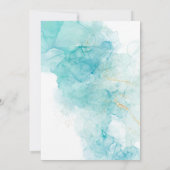 Lichte Blauwgroen en Gold Alcohol Ink 60e verjaard Kaart (Achterkant)